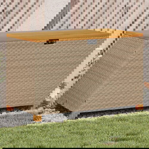 VidaXL Vrtna kutija za pohranu bež 110x55x63 cm poliratan drvo bagrema Slike