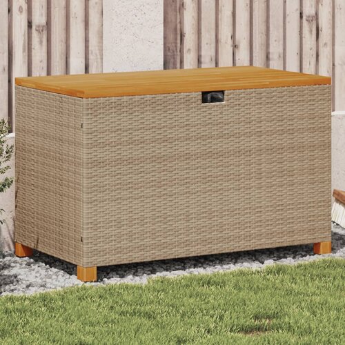 VidaXL Vrtna &amp;scaron;katla za shranjevanje bež 110x55x63 cm PE ratan akacija Slike