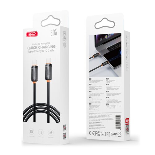 XO USB kabal NBQ302AB Type C &ndash; Type C 60W 1m Black Cijene