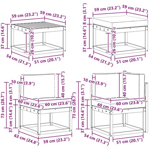  Set vanjskih sofa 7 pcs Bijela i antracit Čvrsto drvo akacije Slike