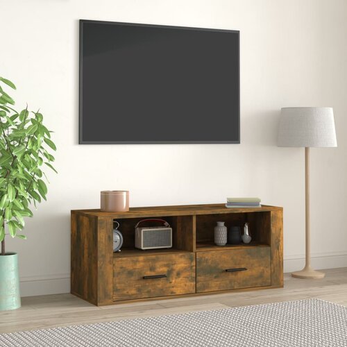 VidaXL TV ormarić boja dimljenog hrasta 100x35x40 cm konstruirano drvo Slike