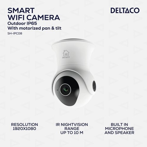 Deltaco SMART HOME WiFi kamera premična ZUNANJA, IP65 cert, 2MP, Senzor gibanja BELO Slike