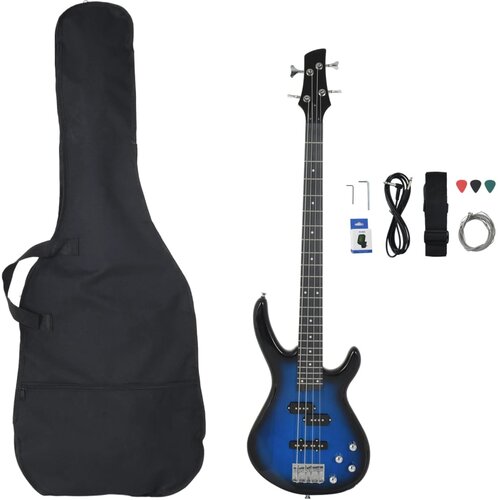  Električna bas gitara za početnike s torbom plavo-crna 4/4 46 &amp;quot; Slike