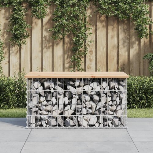 VidaXL Vrtna klop gabion 83x44x42 cm trdna borovina Slike