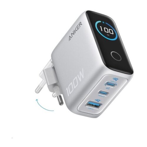 Anker 100W GaN Pametan Dispej 3-portni punjač, srebrni Cene