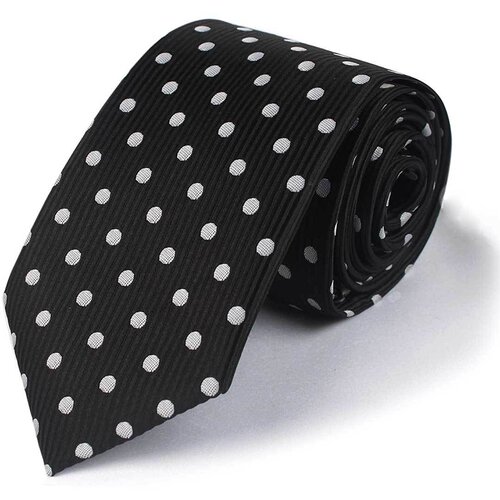 INF Klasična kravata iz poliestrske svile Black + gray dots, (22104756) Cene