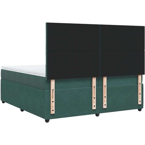vidaXL Box spring postelja z vzmetnico temno zelena 200x200 cm žamet, (21309062) Cene