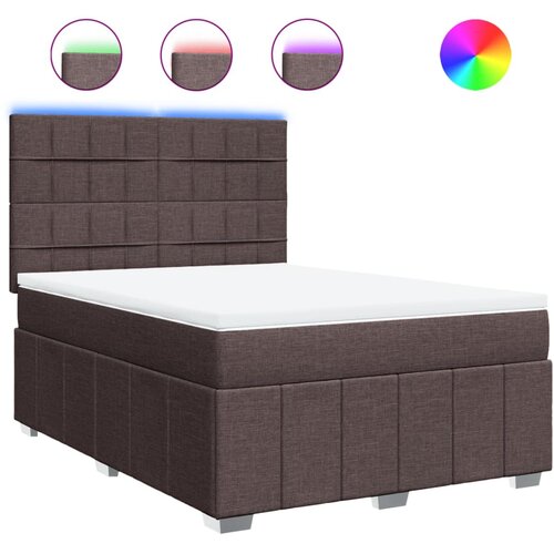 VidaXL Krevet s oprugama i madracem tamnosmeđi 140x200 cm tkanina Slike