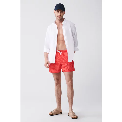 Avva Men's Pomegranate Flower Quick Dry Printed Standard Size Swimwear Marine Shorts