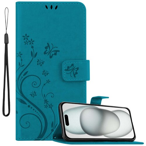 Cadorabo Ohišje, združljivo z Apple iPhone 15 in klasična rožnata zlata - Zaščitni ovitek v cvetličnem dizajnu z magnetnim zapiranjem, stoječo funkcijo in režami za kartice, (20859910) Cene