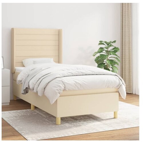 vidaXL Krevet s oprugama i madracem krem 100 x 200 cm od tkanine Cijene