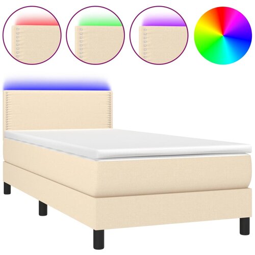 Maison Chic Box spring postelja - Vzmetna postelja z vzmetnico LED krem 80x200 cm blago SL8742, (21905121) Slike