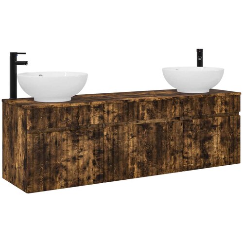  Set ormarića za kupaonicu 3 kom. Dimljeni hrast Smeđa 49 x 44,5 x 66,5 cm Slike