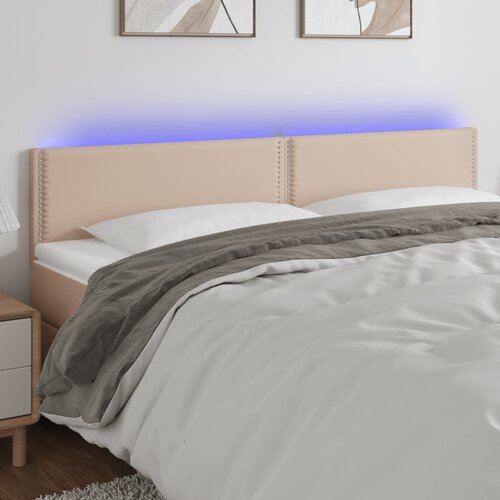 vidaXL LED posteljno vzglavje kapučino 200x5x78/88 cm umetno usnje Cene