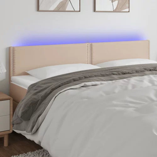 vidaXL LED posteljno vzglavje kapučino 200x5x78/88 cm umetno usnje