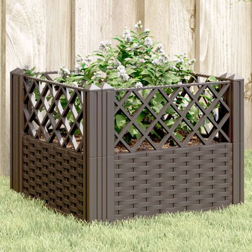 VidaXL Cvetlično korito z zatiči rjavo 43,5x43,5x43,5 cm PP Slike