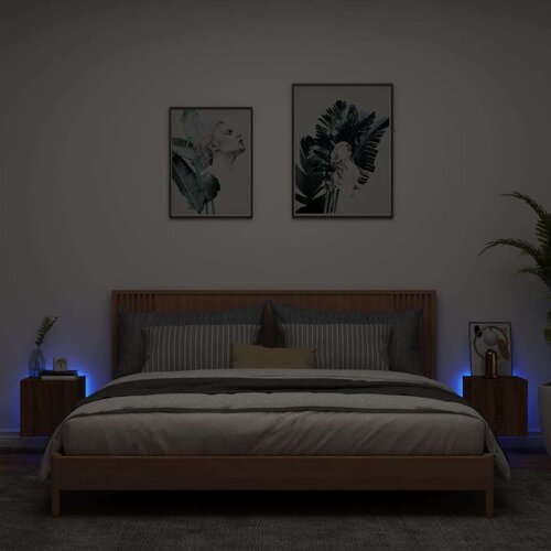  Zidni TV ormarići LED 2 kom smeđa boja hrasta 30 5 x 35 x 30 cm Slike