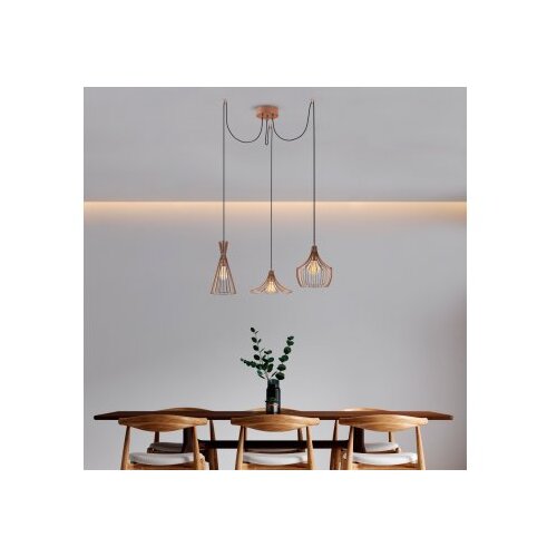 Opviq Visilica MEZOPOTAMIJA bakrena, metal, promjer 114 cm, visina 130 cm, podesiva visina, duljina kable 180 cm, 3 x E27 40 W, Mezopotamya - N-1292 Cene