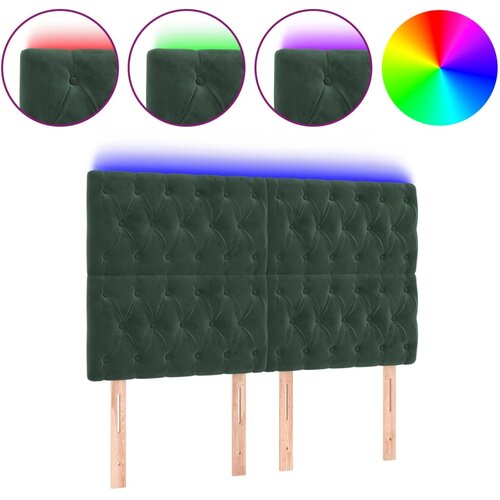 VidaXL LED posteljno vzglavje temno zeleno 160x7x118/128 cm žamet, (20953280) Slike