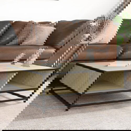 VidaXL Stol za kavu Sonoma hrast 80x80x30 cm Konstruirano drvo i metal Slike