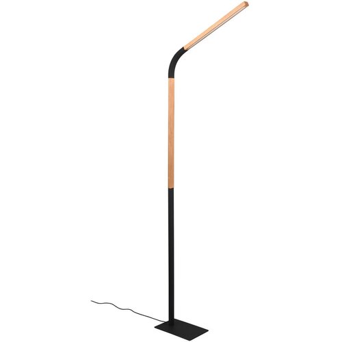 Tri O Črna/naravna LED stoječa svetilka z lesenim senčnikom (vi&amp;scaron;ina 169,5 cm) Norris &amp;ndash; Slike