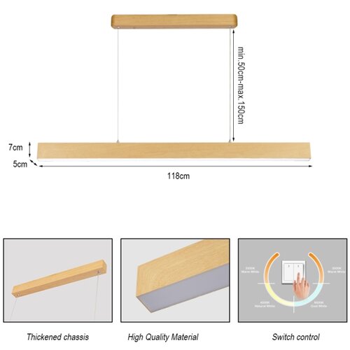  Brilagi - LED luster na sajli SLEEKLINE LED/40W/230V 3000/4500/6000K dekor hrasta Slike