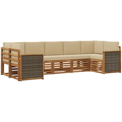  Set vanjskih sofa 6 kom. Prirodna Smeđa Slike