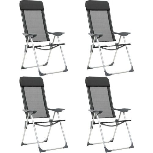 The Living Store Zložljivi stoli za kampiranje 4 kosi črne barve aluminij - Stol Za Kampiranje, (22101420) Slike
