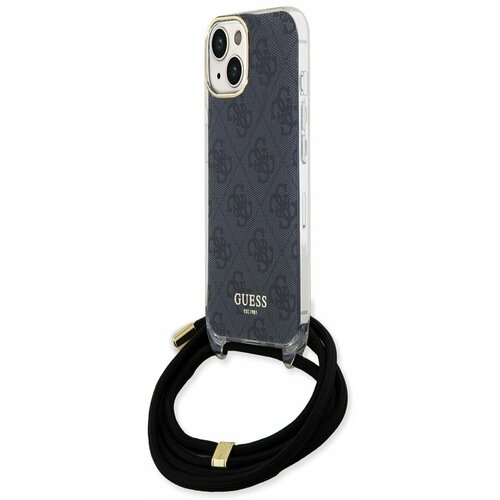 Guess IML 4G Printed Crossbody Popruh Zadní Kryt pro iPhone 15 Black Ovitek za telefon Vijolična Cene