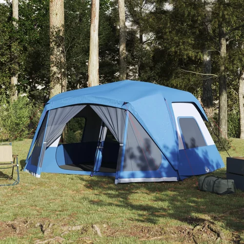 Šator za kampiranje za 10 osoba plavi od tkanine vodootporan