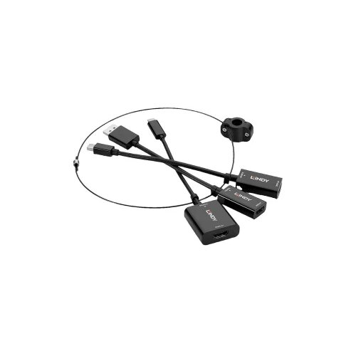 Lindy 38304 DisplayPort / HDMI / Mini-DisplayPort / USB-C&amp;trade; pretvarač [3x mu&amp;scaron;ki konektor displayport, mu&amp;scaron;ki konektor mini displayport, mu&amp;scaron;ki konektor USB-C&amp;trade; - 3x ženski konektor HDMI] crna Slike