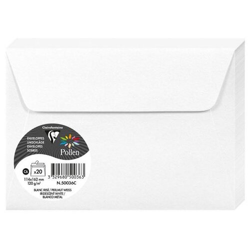 Clairefontaine kuverte Pollen 114x162mm 120gr perlasto bijele 1/20 Slike