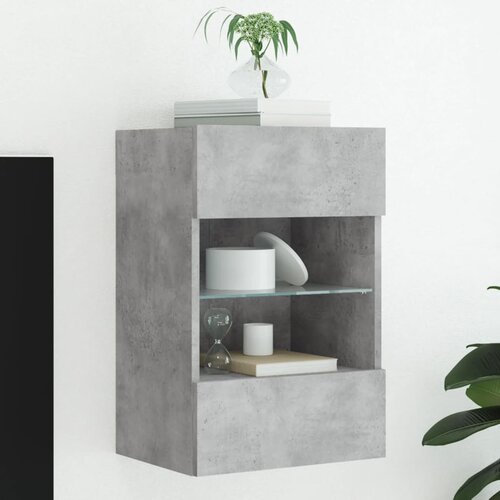 VidaXL Stenska TV omarica z LED lučkami betonsko siva 40x30x60,5 cm Slike