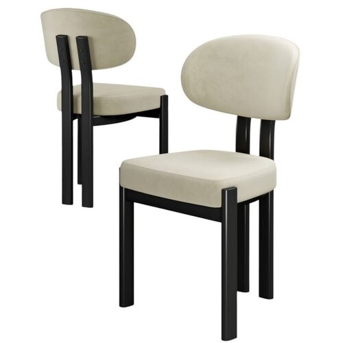 Hanah home set trpezarijskih stolica Dore 6 kom, krem tkanina Babyface, crne metalne noge Cene