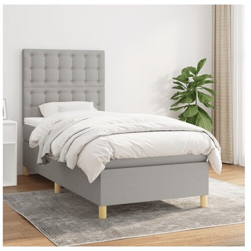  Box spring postelja z vzmetnico svetlo siv 100x200 cm blago Cene