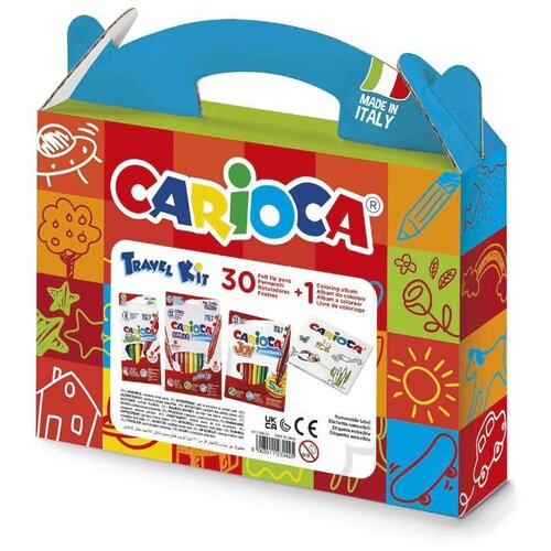 Carioca Travel SuitCase 30 Felt Tips + Coloring Album - 1 set. Cene