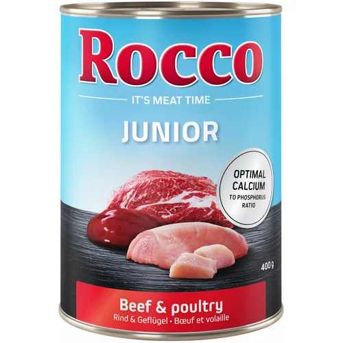 Rocco Ekonomično pakiranje: Junior 24 x 400 g - Govedina + kalcij