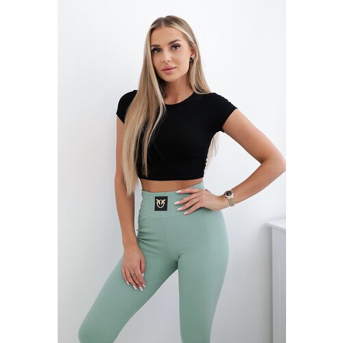Kesi Ribbed leggings with a high waist dark mint Cijene