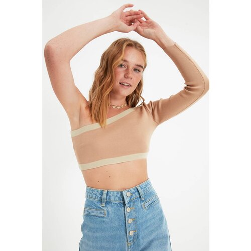 Trendyol Mink Crop One Shoulder Knitwear Blouse Cene