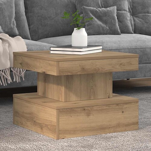  Stolić za kavu s LED svjetlima boja hrasta artisan 50x50x40 cm Slike