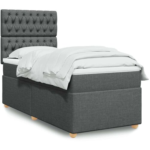 VidaXL Krevet s oprugama i madracem tamnosivi 90 x 190 cm od tkanine Slike