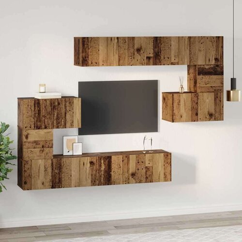  Set TV komoda Ostalo s pohranom 8 pcs Staro drvo 80 x 30 x 30 cm Slike