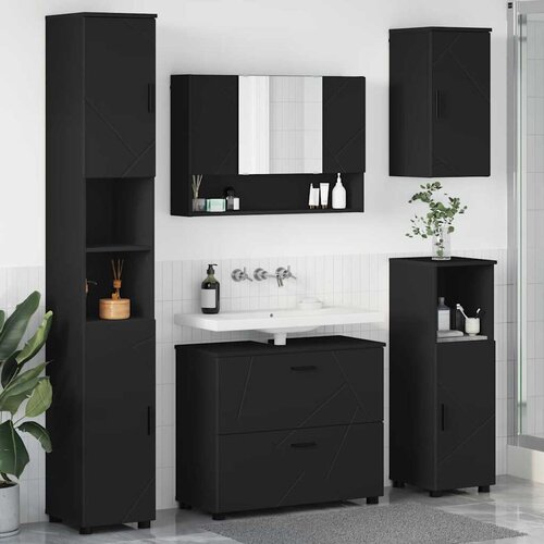 vidaXL Set namještaja za kupaonicu Zidne 5 pcs Crna 30 x 35 x 192 cm Cene