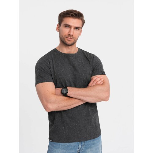 Ombre BASIC men's t-shirt with decorative pilling effect - black Slike