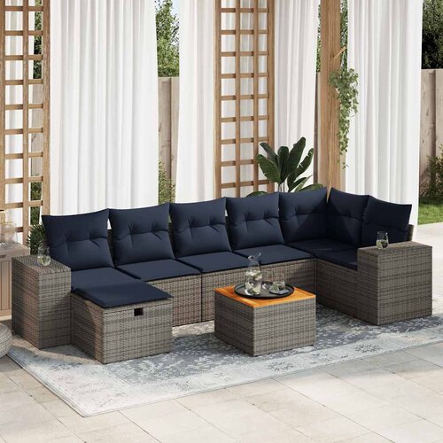 vidaXL 8-dijelni set vrtnih sofa od poliratana s jastucima sivi Cijene