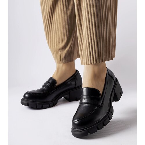 Gemre Black classic block heel loafers Dina Cene