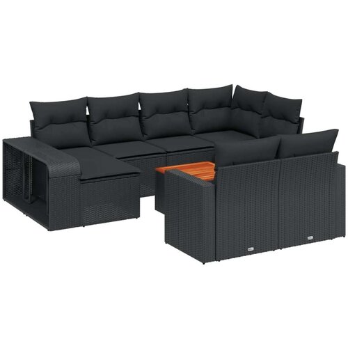 VidaXL 11-dijelni set vrtnih sofa od poliratana s jastucima crni Slike