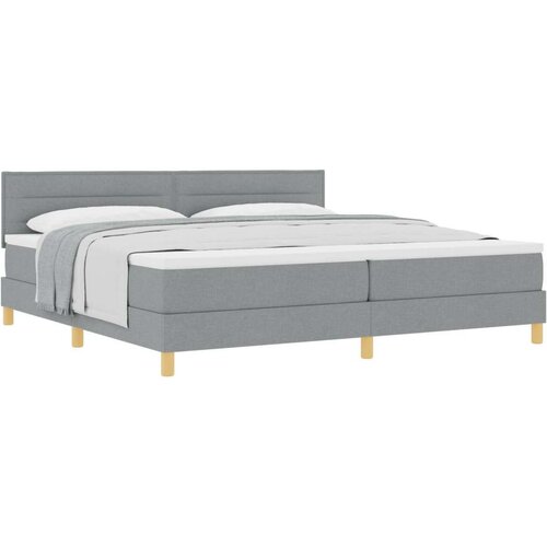 vidaXL Box Spring Bed z vzmetnico Svetlo siva 200x200 cm Tkanina Cene