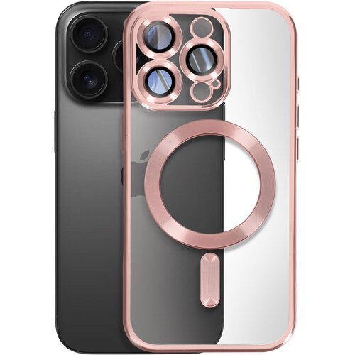 AVIZAR MagSafe ohišje za iPhone 16 Pro Silikonski kromirani okvir, Šampanjec roza, (5000011338) Cene