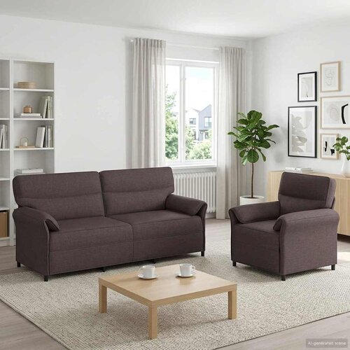  Set sofe 2 kom. Tamno smeđa Tkanina - Tamno smeđa 1-sjedalo (70 cm)  3-sjedalo (180 cm) Cijene